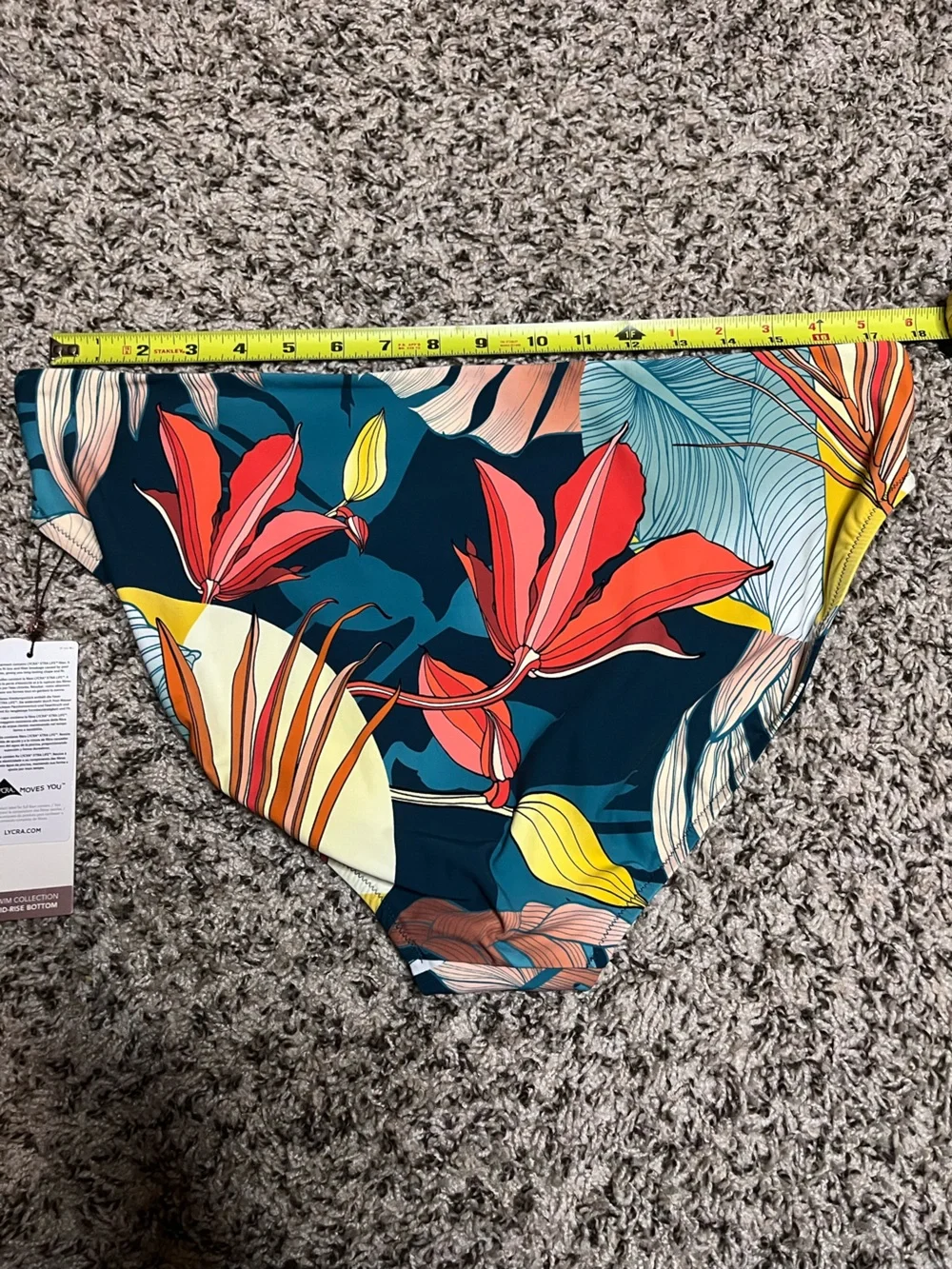 CALIA Women Tropical Floral Mid-Rise Bikini‎ Bottom Teal XL WSA15401PRTSP25